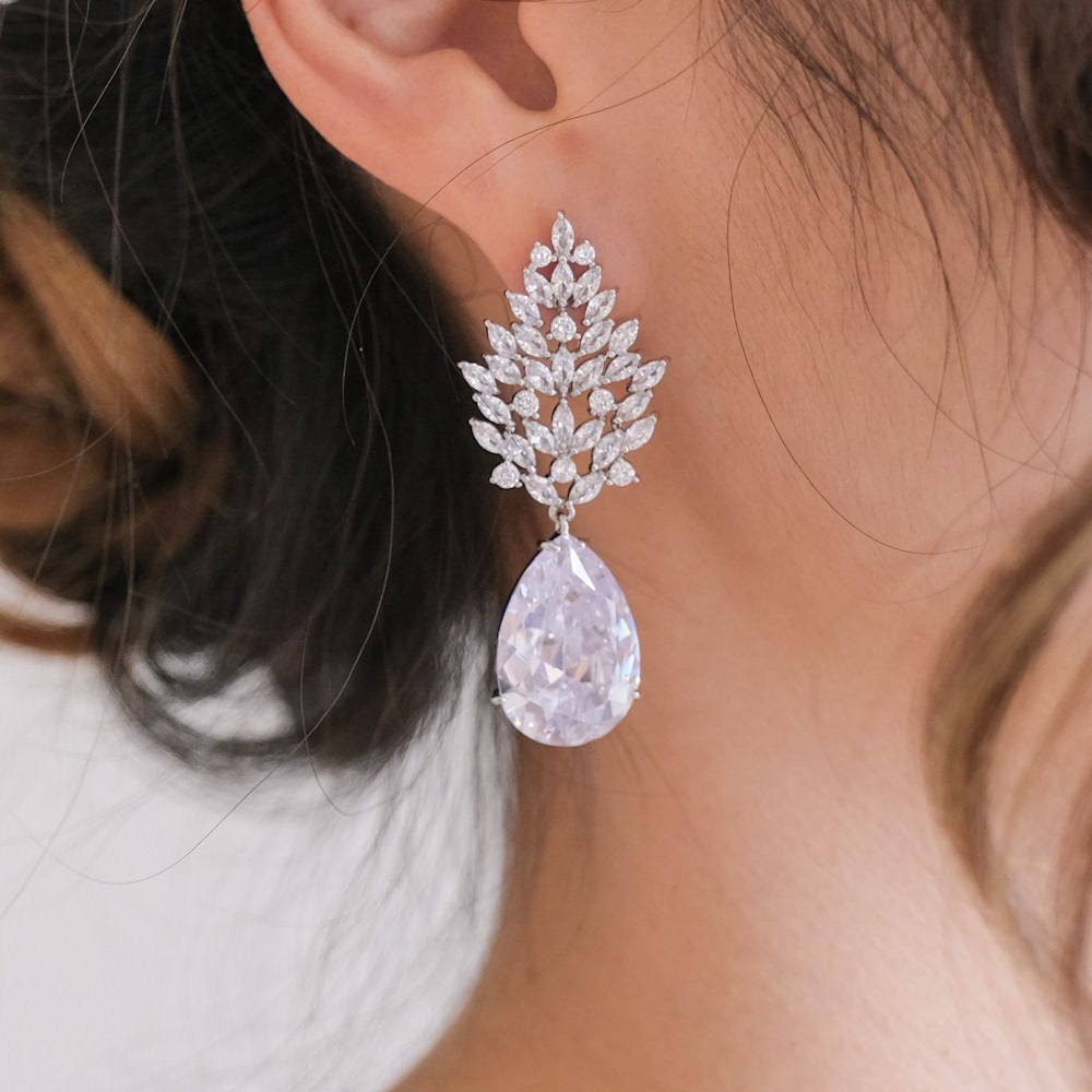 【ピアス】ジルコニア ビジュー ウェディングピアス ブライダルピアス q19 【結婚式 ピアス イヤリング】