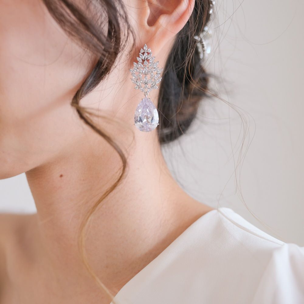 【ピアス】ジルコニア ビジュー ウェディングピアス ブライダルピアス q19 【結婚式 ピアス イヤリング】