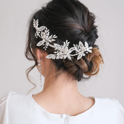 ブライダルヘッドドレス ビジュー リーフ シルバー q26 【結婚式 ヘアアクセサリー】