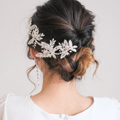 ブライダルヘッドドレス ビジュー リーフ シルバー q26 【結婚式 ヘアアクセサリー】