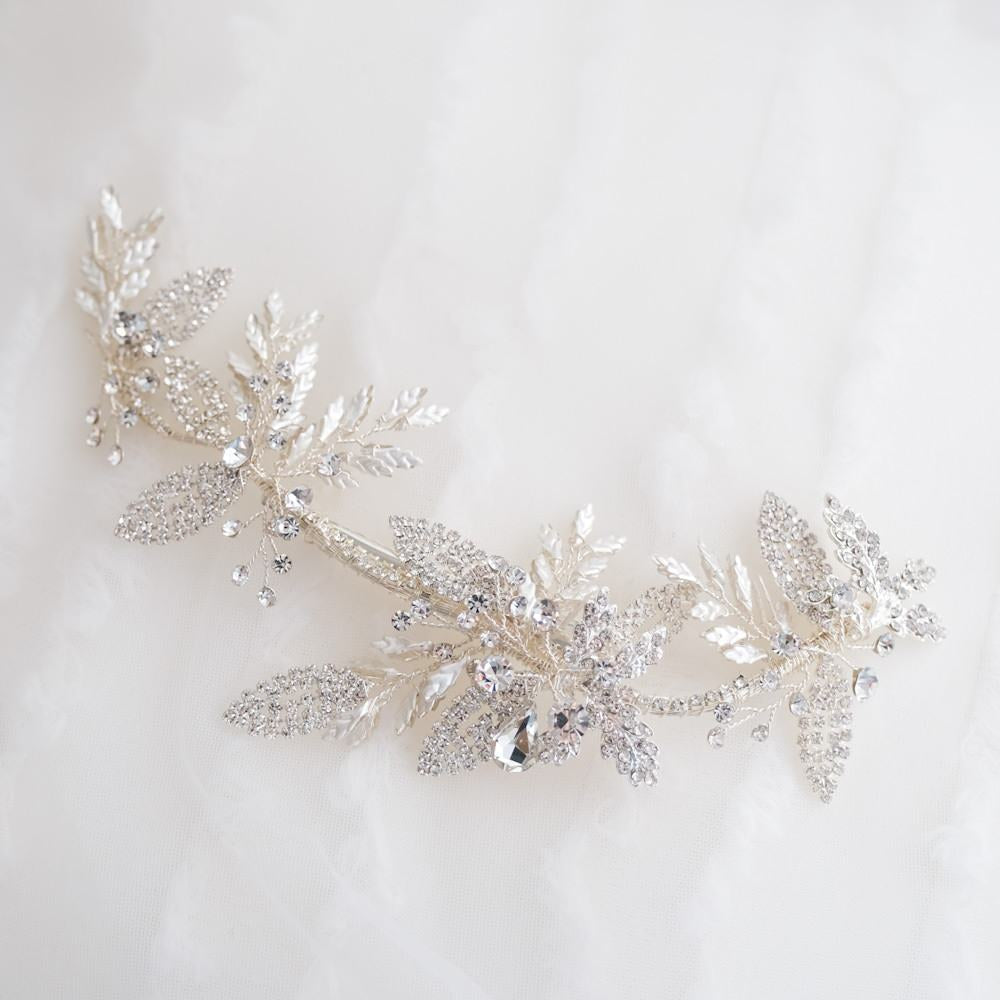 ブライダルヘッドドレス ビジュー リーフ シルバー q26 【結婚式 ヘアアクセサリー】