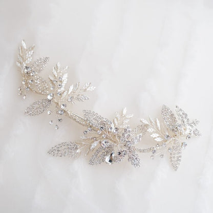 ブライダルヘッドドレス ビジュー リーフ シルバー q26 【結婚式 ヘアアクセサリー】