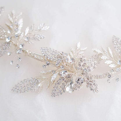 ブライダルヘッドドレス ビジュー リーフ シルバー q26 【結婚式 ヘアアクセサリー】