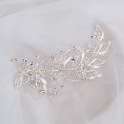 ブライダルヘッドドレス ビジュー リーフ シルバー q27 【結婚式 ヘアアクセサリー】