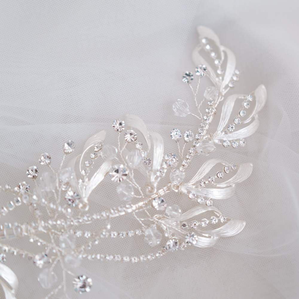 ブライダルヘッドドレス ビジュー リーフ シルバー q27 【結婚式 ヘアアクセサリー】