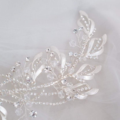 ブライダルヘッドドレス ビジュー リーフ シルバー q27 【結婚式 ヘアアクセサリー】