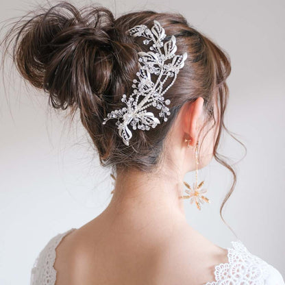 ブライダルヘッドドレス ビジュー リーフ シルバー q27 【結婚式 ヘアアクセサリー】