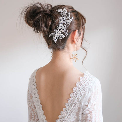 ブライダルヘッドドレス ビジュー リーフ シルバー q27 【結婚式 ヘアアクセサリー】