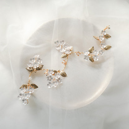 ブライダルヘッドドレス フラワー パール ゴールド 小枝カチューシャ q29 【結婚式 ヘアアクセサリー】