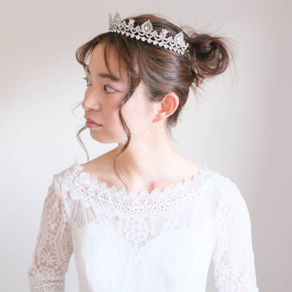 ティアラ ビジュー ブライダルヘッドドレス シルバー r1 【結婚式　ヘアアクセサリー】