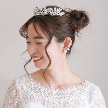 ティアラ ビジュー パール ブライダルヘッドドレス シルバー r2 【結婚式 ヘアアクセサリー】