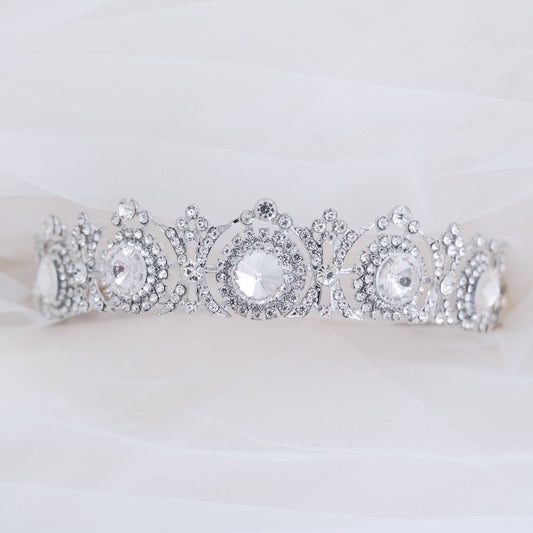 ロイヤルティアラ ビジュー ブライダルヘッドドレス シルバー r3 【結婚式 ヘアアクセサリー】