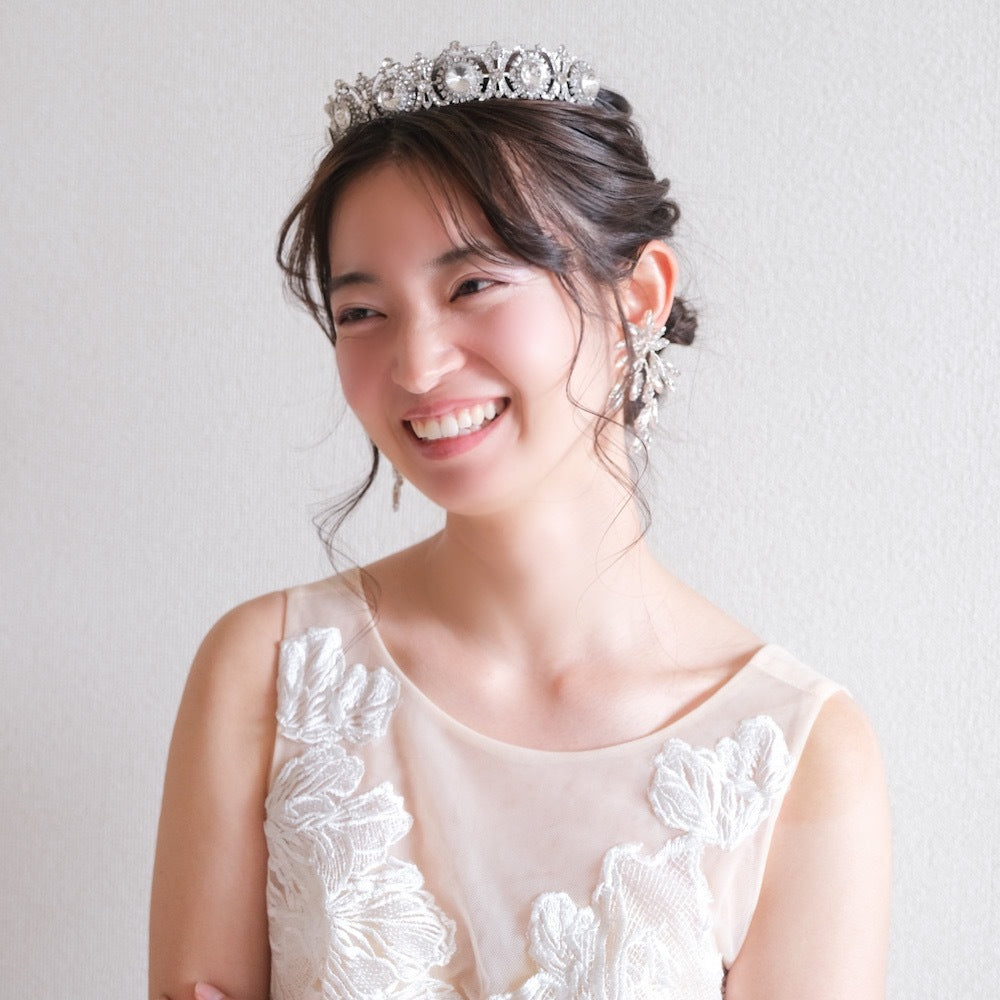 ロイヤルティアラ ビジュー ブライダルヘッドドレス シルバー r3 【結婚式　ヘアアクセサリー】