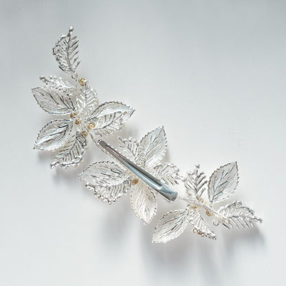 ブライダルヘッドドレス ビジュー リーフ シルバー r4 【結婚式 ヘアアクセサリー】