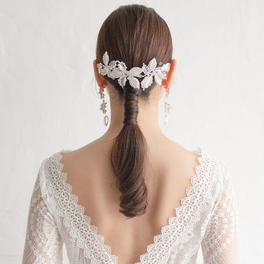 ブライダルヘッドドレス ビジュー リーフ シルバー r4 【結婚式 ヘアアクセサリー】