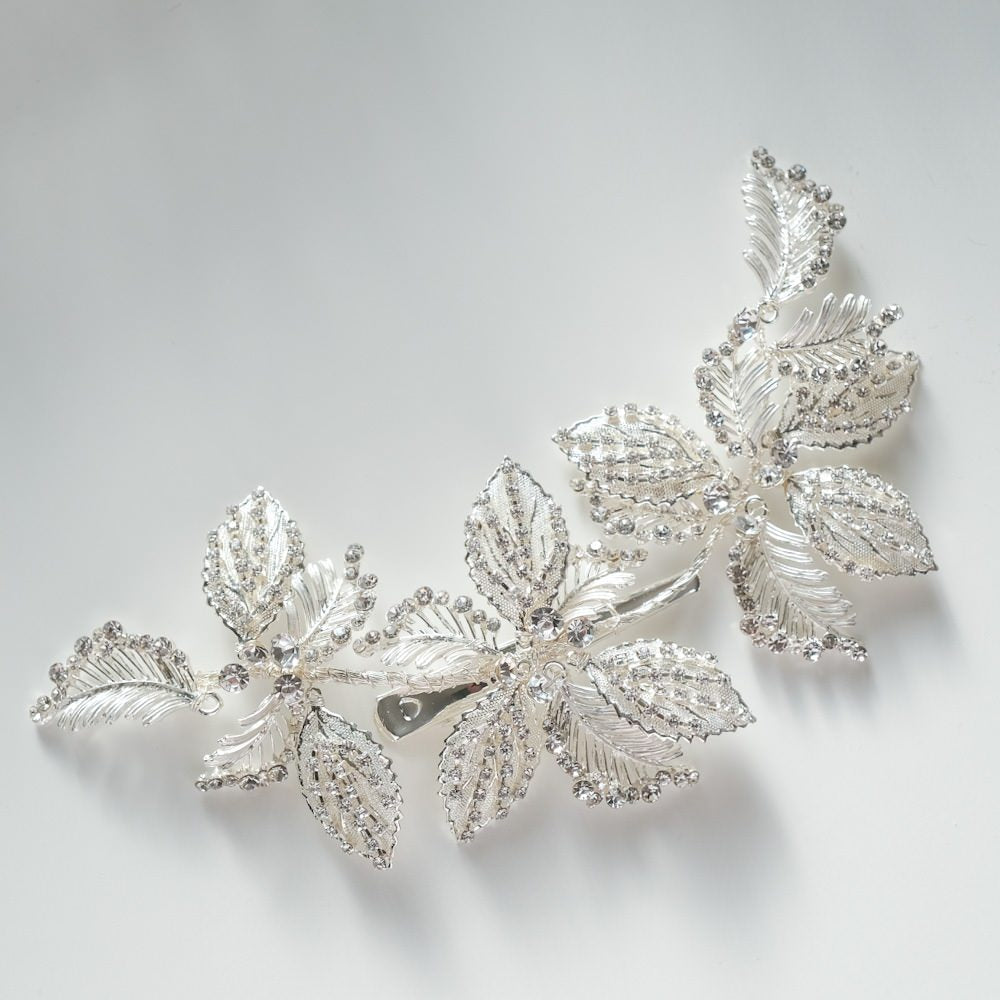 ブライダルヘッドドレス ビジュー リーフ シルバー r4 【結婚式 ヘアアクセサリー】