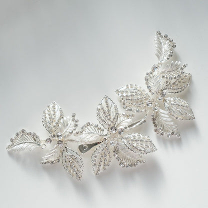ブライダルヘッドドレス ビジュー リーフ シルバー r4 【結婚式 ヘアアクセサリー】