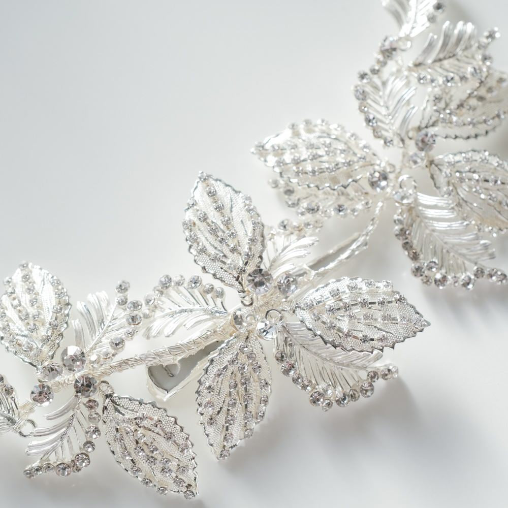ブライダルヘッドドレス ビジュー リーフ シルバー r4 【結婚式 ヘアアクセサリー】