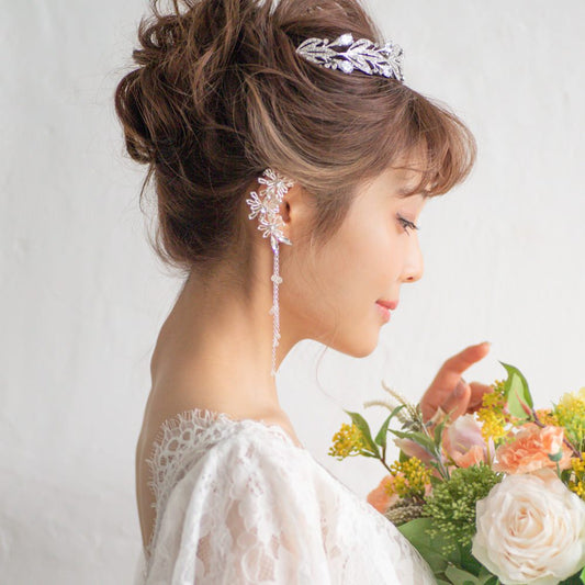 【イヤリング】ブライダルイヤリング イヤーカフ ラインイヤリング シルバー r8 【結婚式 ピアス イヤリング】