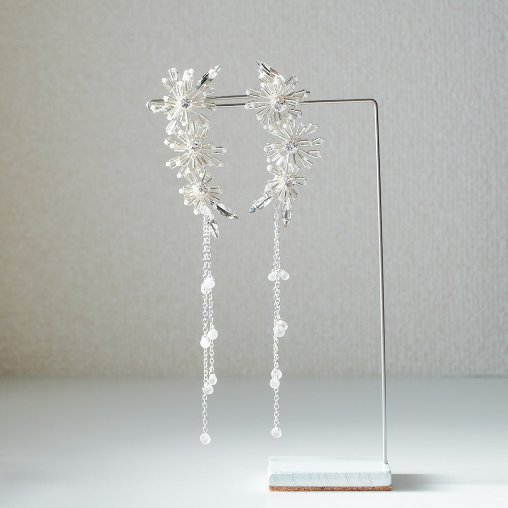 【イヤリング】ブライダルイヤリング イヤーカフ ラインイヤリング シルバー r8 【結婚式 ピアス イヤリング】