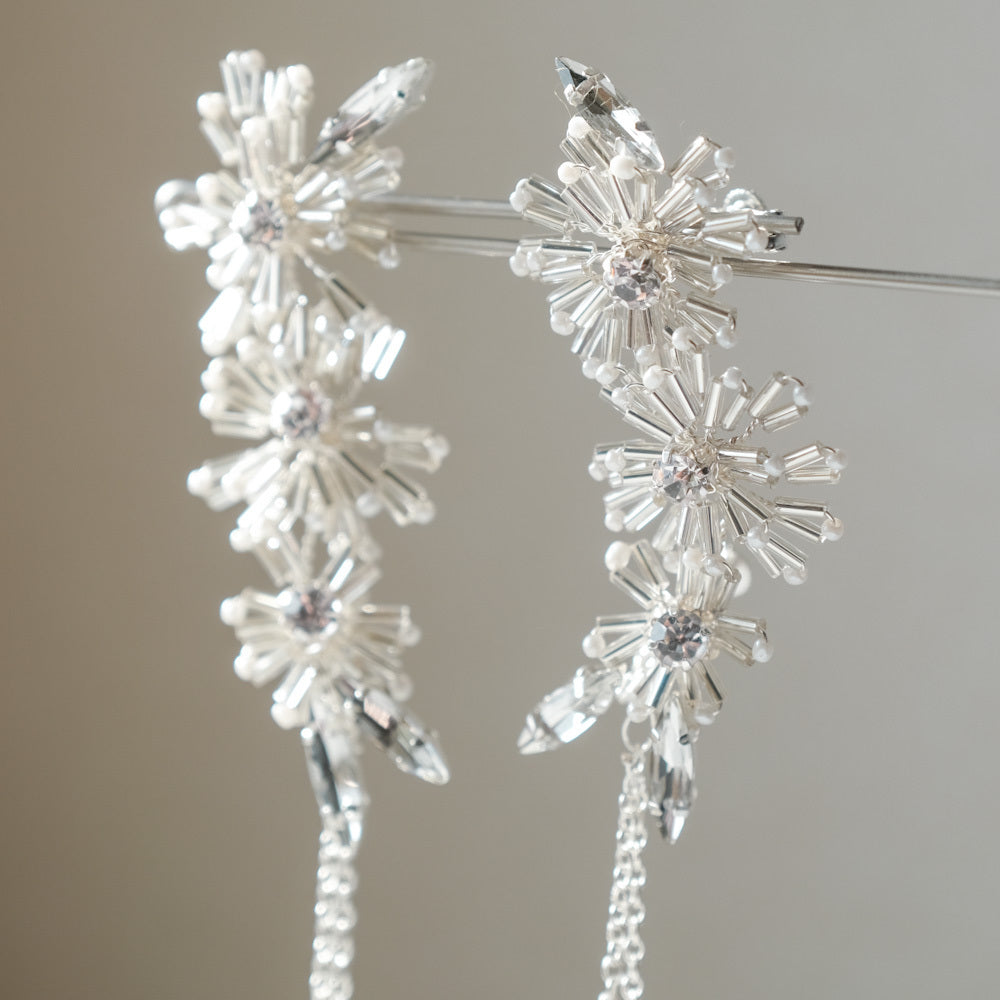 【イヤリング】ブライダルイヤリング イヤーカフ ラインイヤリング シルバー r8 【結婚式 ピアス イヤリング】