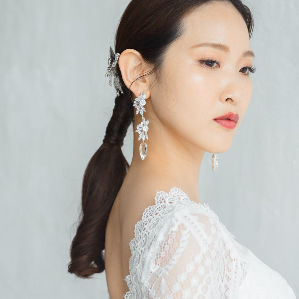 【ピアス】ジルコニア クリスタル ウェディング ブライダルピアス シルバー r9 【結婚式 ピアス イヤリング】