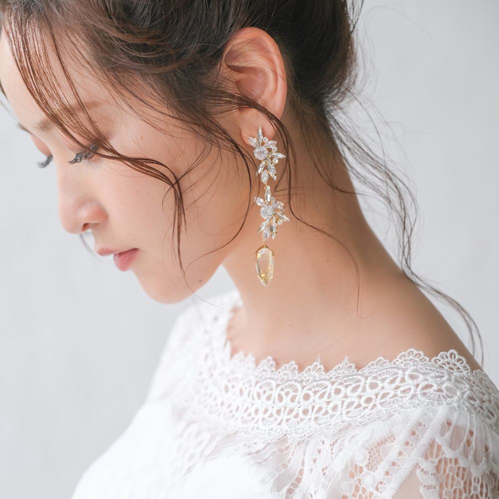 【イヤリング】ジルコニア クリスタル ウェディング ブライダルイヤリング ゴールド r10 【結婚式 ピアス イヤリング】