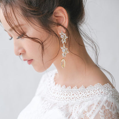 【イヤリング】ジルコニア クリスタル ウェディング ブライダルイヤリング ゴールド r10 【結婚式 ピアス イヤリング】