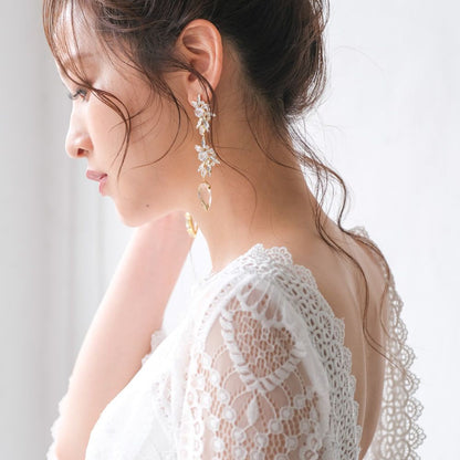 【イヤリング】ジルコニア クリスタル ウェディング ブライダルイヤリング ゴールド r10 【結婚式 ピアス イヤリング】