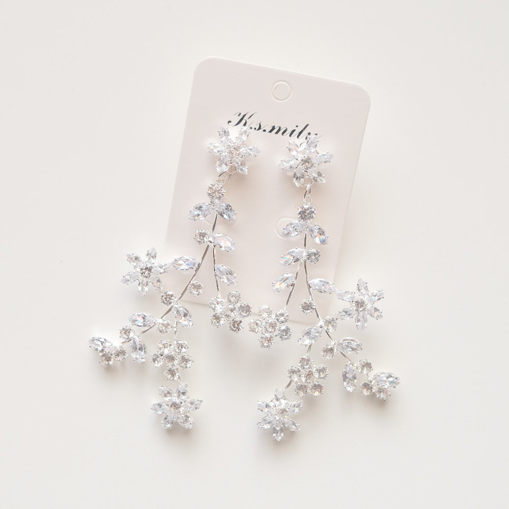 【ピアス】ジルコニア ビジュー ウェディング ブライダルピアス シルバー r11 【結婚式 ピアス イヤリング】