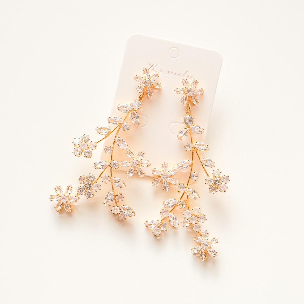 【イヤリング】ジルコニア ビジュー ウェディング ブライダルイヤリング ゴールド r12 【結婚式 ピアス イヤリング】