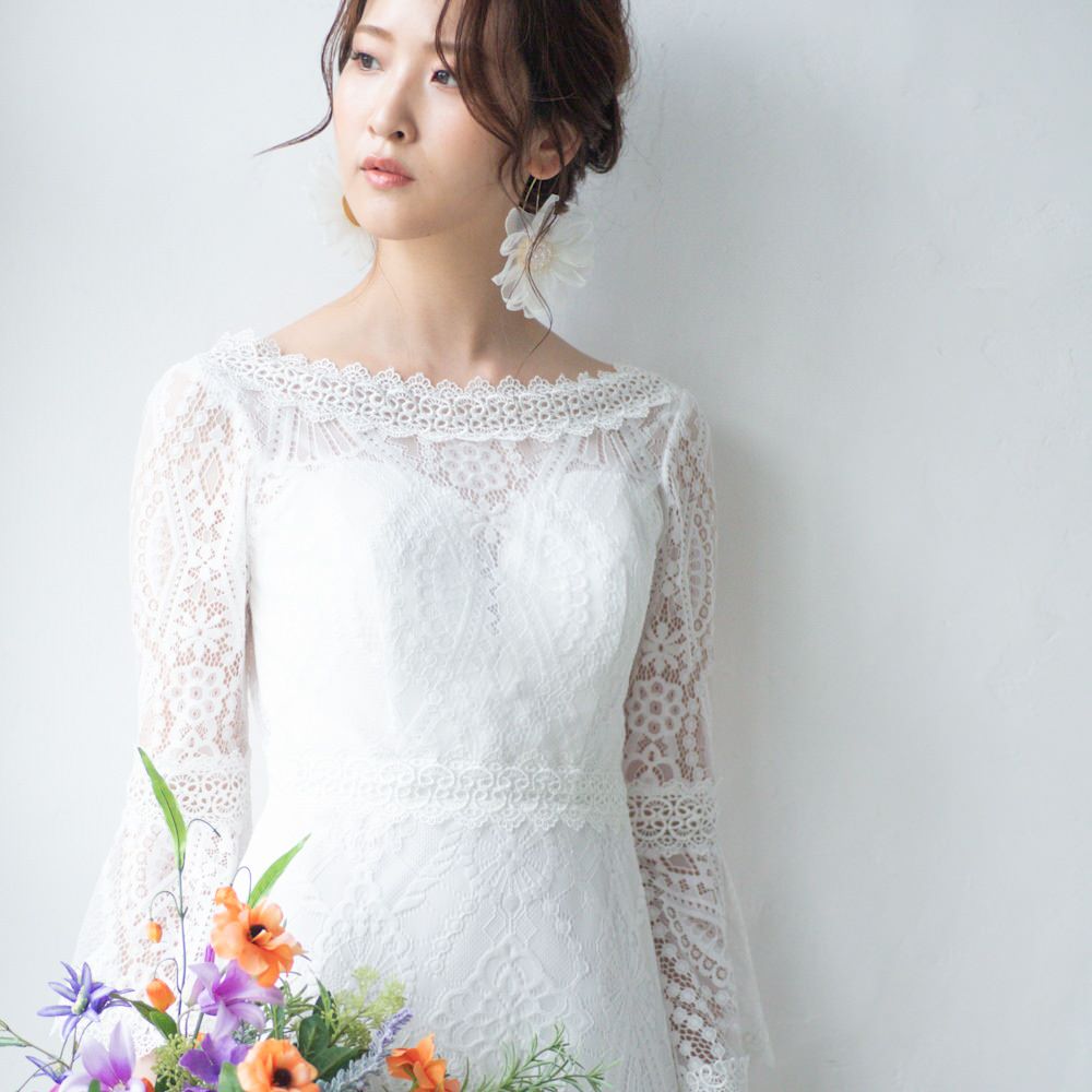 【ピアス】ブライダルピアス フラワーレース ビーズ ホワイト r14 【結婚式 ピアス イヤリング】