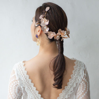 小枝カチューシャ ブライダルヘッドドレス ゴールドフラワー r20 【結婚式　ヘアアクセサリー】