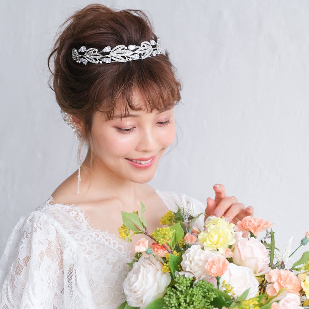 ロイヤルティアラ ビジュー ブライダルヘッドドレス シルバー r25 【結婚式　ヘアアクセサリー】