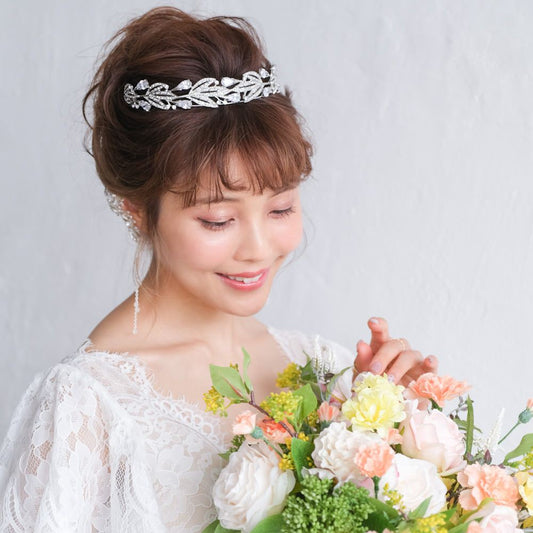 ロイヤルティアラ ビジュー ブライダルヘッドドレス シルバー r25 【結婚式 ヘアアクセサリー】