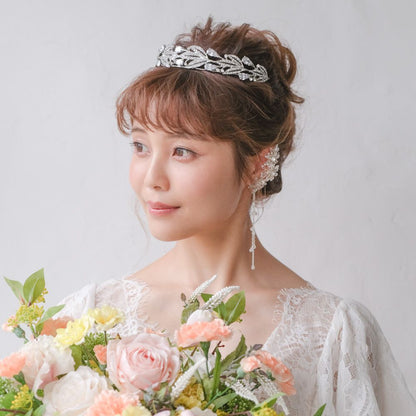 ロイヤルティアラ ビジュー ブライダルヘッドドレス シルバー r25 【結婚式　ヘアアクセサリー】