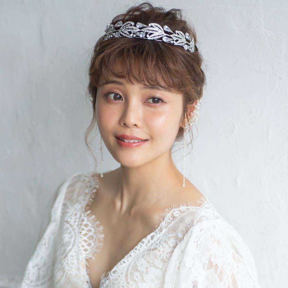 ロイヤルティアラ ビジュー ブライダルヘッドドレス シルバー r25 【結婚式　ヘアアクセサリー】