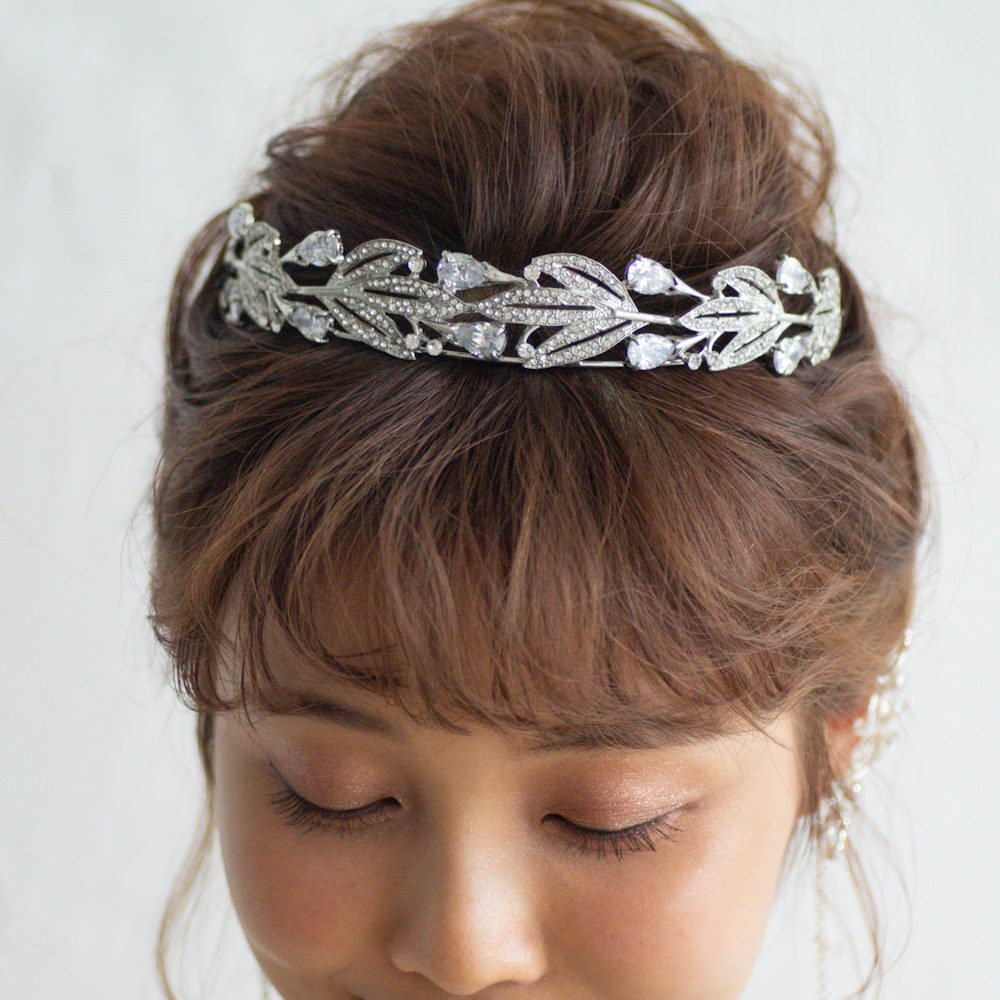 ロイヤルティアラ ビジュー ブライダルヘッドドレス シルバー r25 【結婚式 ヘアアクセサリー】
