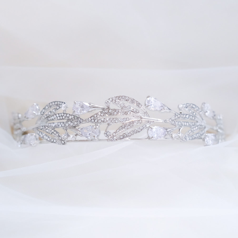 ロイヤルティアラ ビジュー ブライダルヘッドドレス シルバー r25 【結婚式 ヘアアクセサリー】