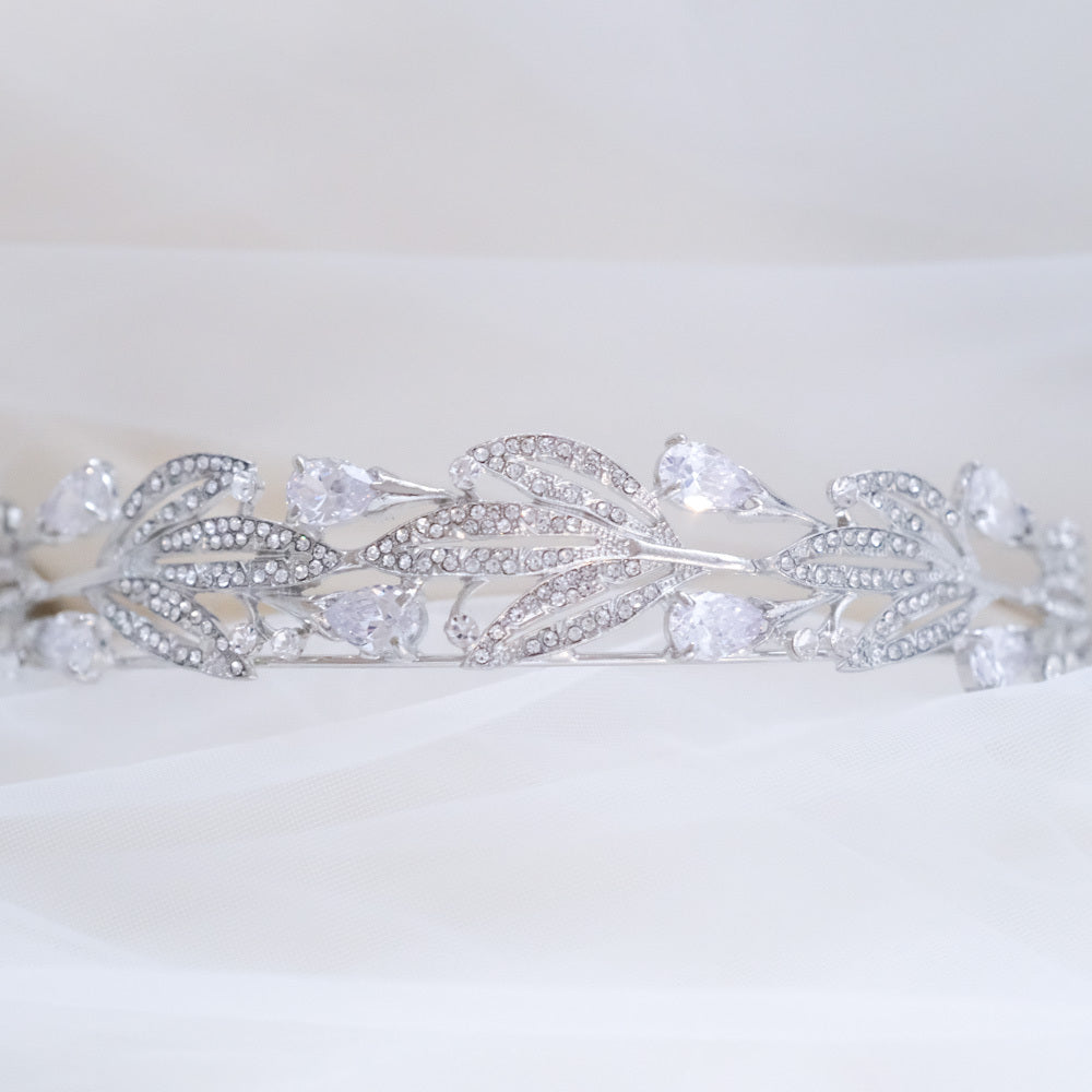 ロイヤルティアラ ビジュー ブライダルヘッドドレス シルバー r25 【結婚式 ヘアアクセサリー】