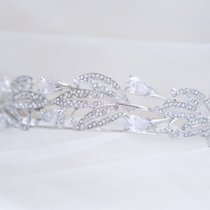 ロイヤルティアラ ビジュー ブライダルヘッドドレス シルバー r25 【結婚式 ヘアアクセサリー】