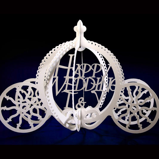 ウェディングポップアップカード〈かぼちゃの馬車〉【イニシャル入れ】 【結婚式 その他ウェルカムグッズ オーダーメイド】