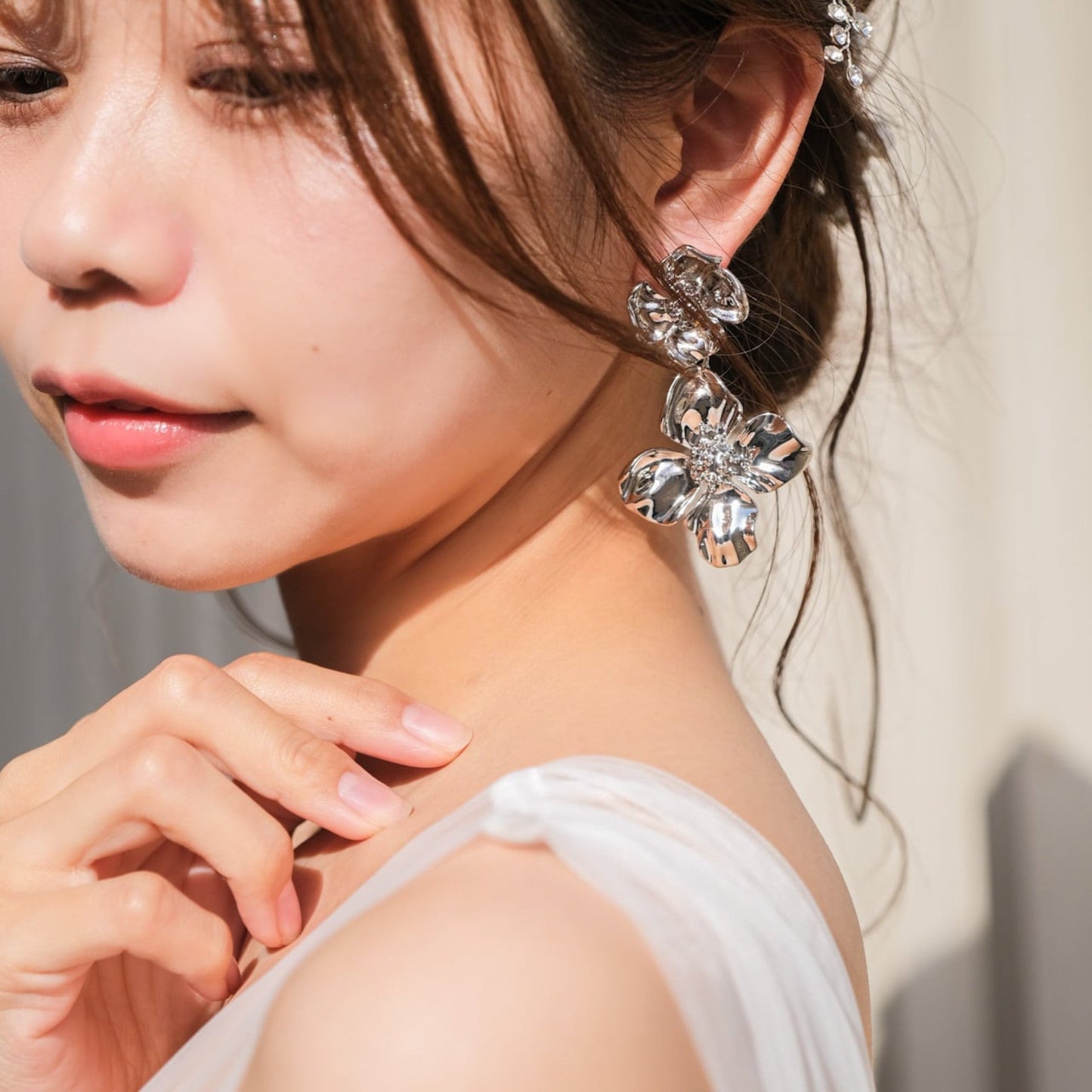 【ピアス】ブライダル アンティークフラワー シルバー v9【結婚式 ピアス イヤリング】