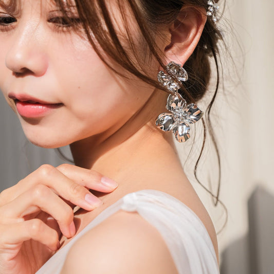 【ピアス】ブライダル アンティークフラワー シルバー v9【結婚式 ピアス イヤリング】