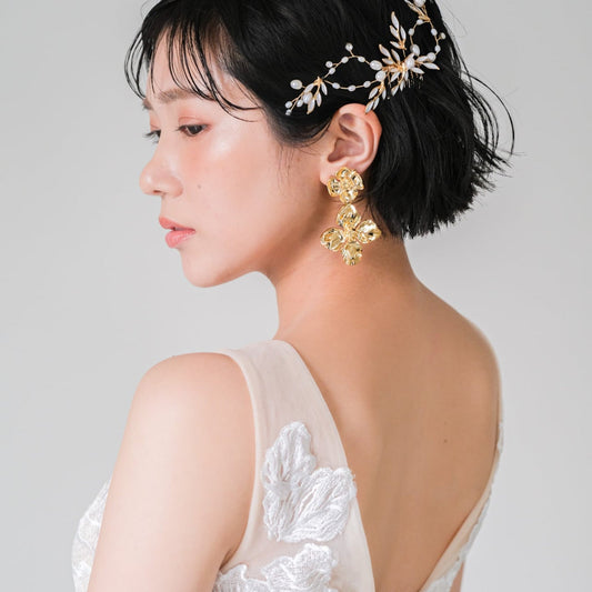 【ピアス】ブライダル アンティークフラワー ゴールド v10【結婚式 ピアス イヤリング】