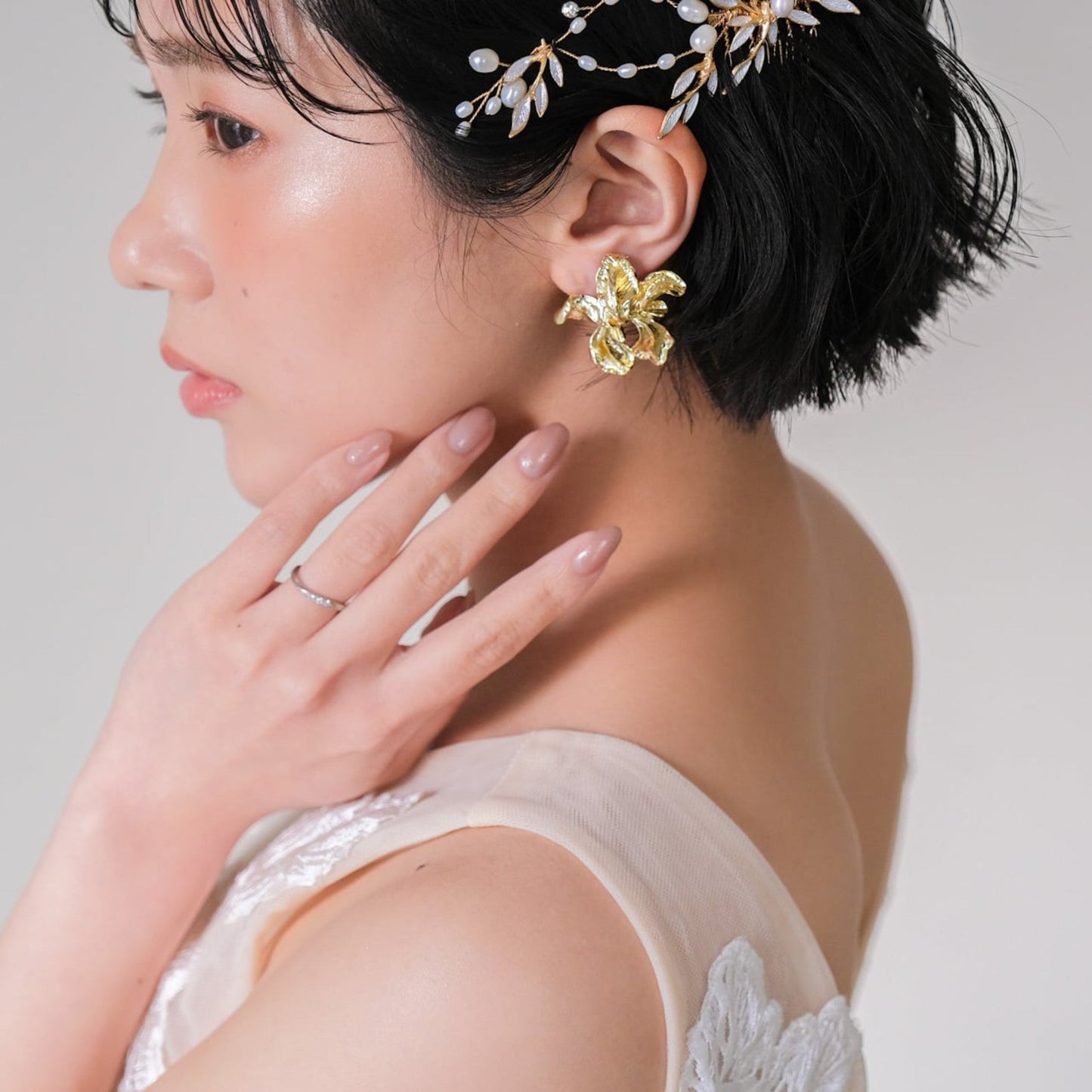 【ピアス】ブライダル アンティークフラワー ゴールド v12【結婚式 ピアス イヤリング】
