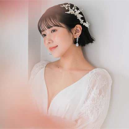 【ピアス】ジルコニア ビジュー ブライダル シルバー v29【結婚式　ピアス　イヤリング】