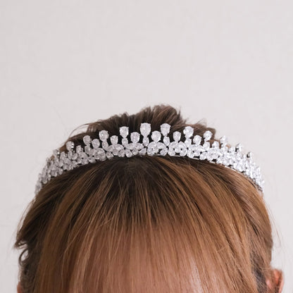 【ヘッドドレス】w34 ティアラ ジルコニア ブライダルヘッドドレス シルバー【結婚式 ヘアアクセサリー】