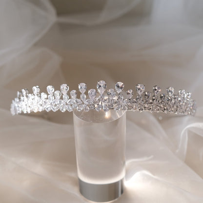 【ヘッドドレス】w34 ティアラ ジルコニア ブライダルヘッドドレス シルバー【結婚式 ヘアアクセサリー】