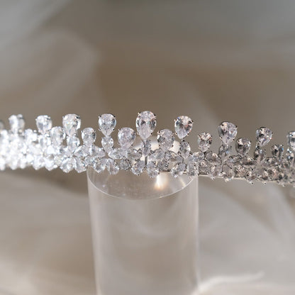 【ヘッドドレス】w34 ティアラ ジルコニア ブライダルヘッドドレス シルバー【結婚式 ヘアアクセサリー】